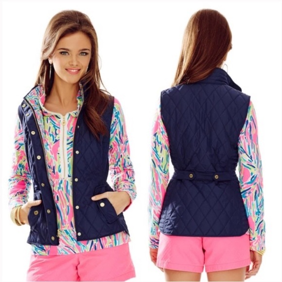 Lilly Pulitzer Blake Quilted Vest in True Navy Size XS NWT - Picture 1 of 8